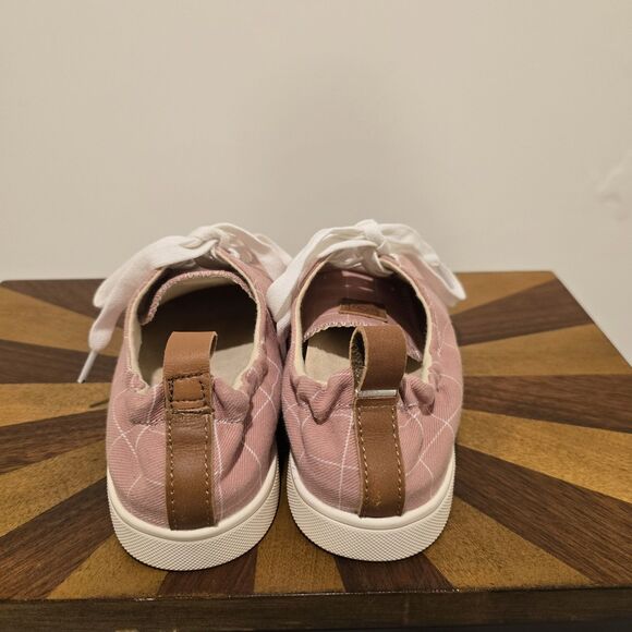 Spenco Canvas Sneakers Womens 7 D Slip On Orthotic Shoes Windowpane Pink Spring - Picture 7 of 13